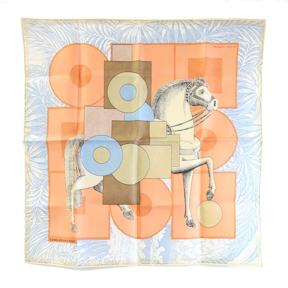 Hermes Scarf/Muffler, Carre 42, CAVALIER EN FORMES (Cavalier en Formes), Ligh...